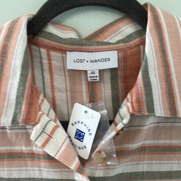 Multicolor Striped Blouse with Tie Front NWT - Picture 2 of 5